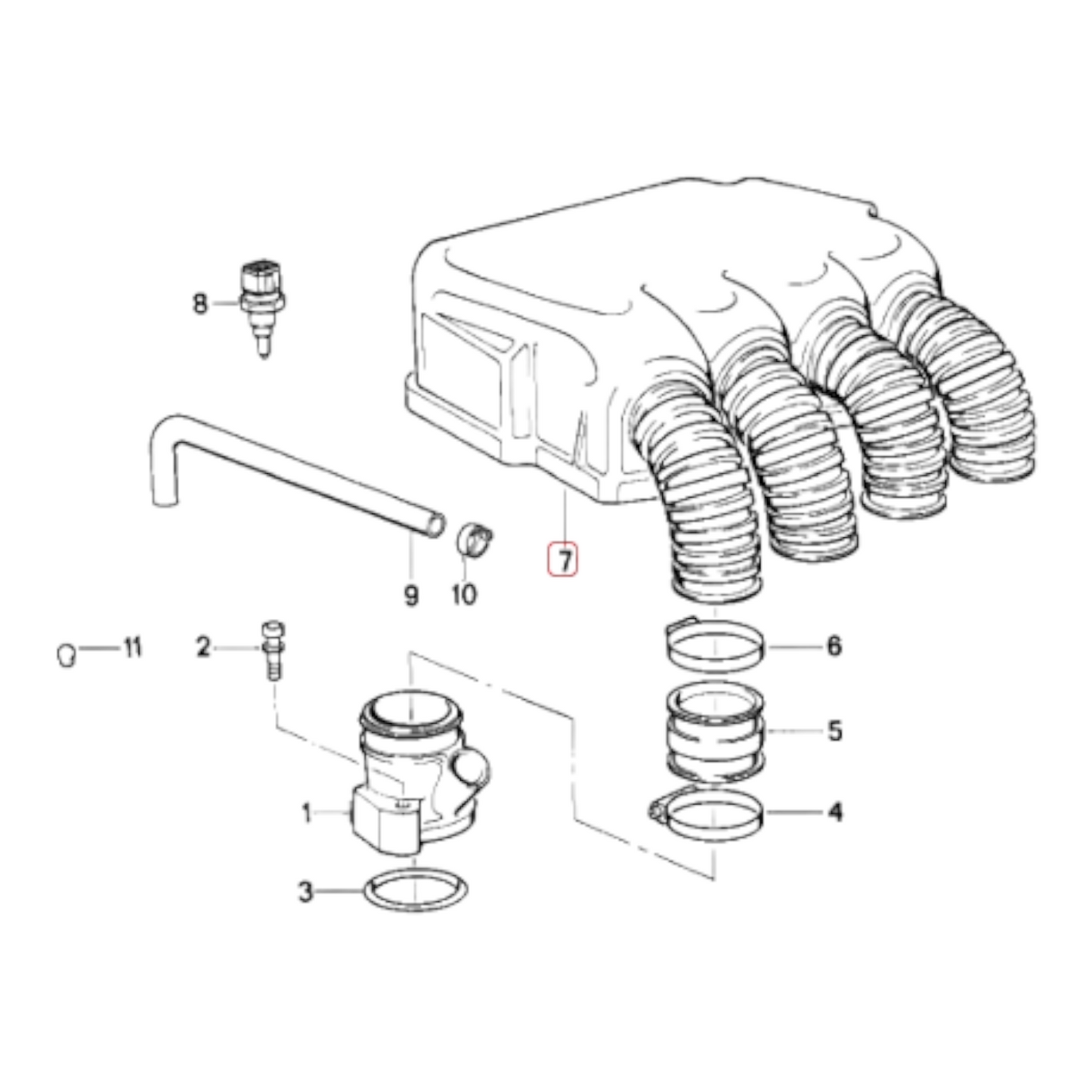 Air accumulator Intake hose BMW K1 K100-16V K1100 NEW 11611464517