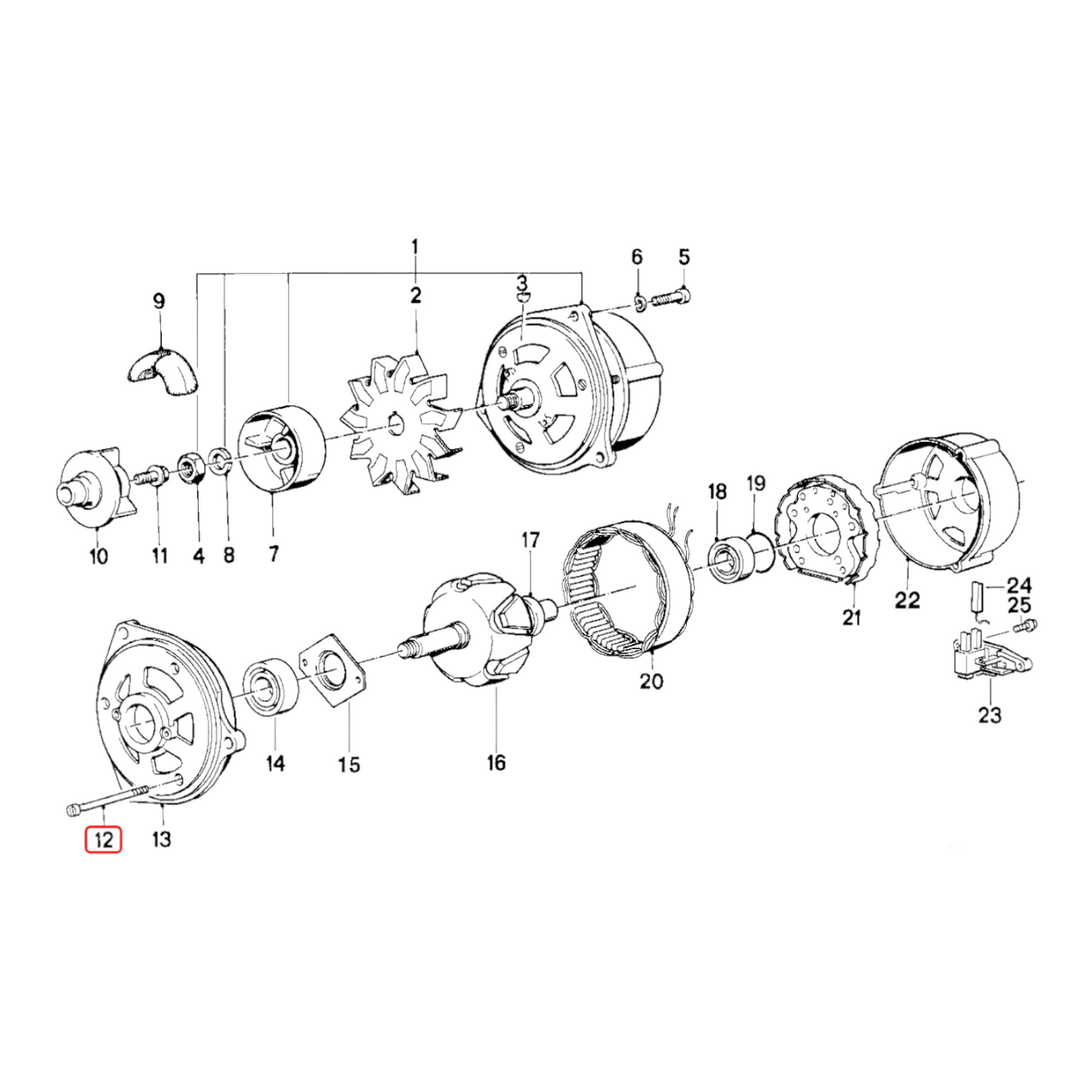 Alternator screw BMW K1 K75 K100 K1100 NEW 12311459289