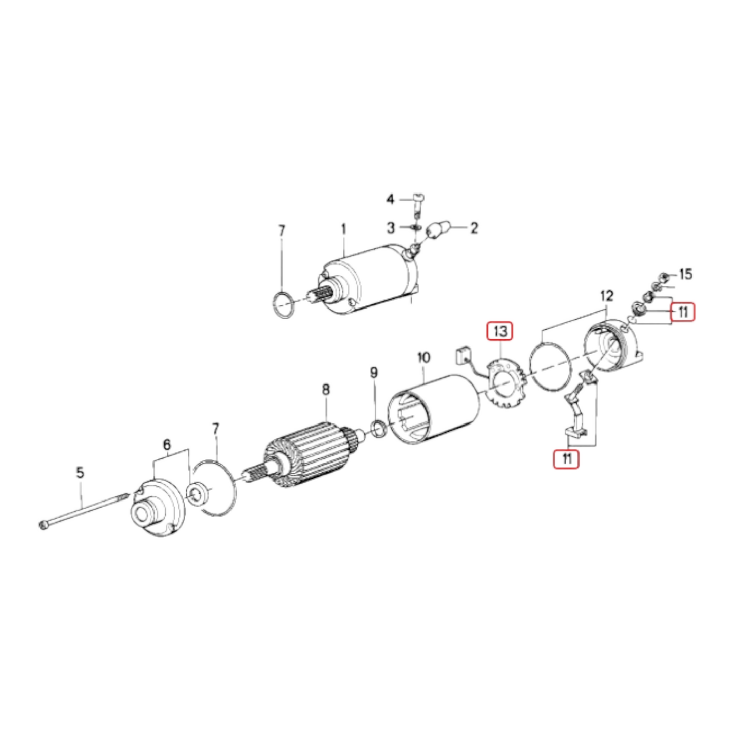 Starter motor carbon brush set NEW 12411459567 / 12411459297