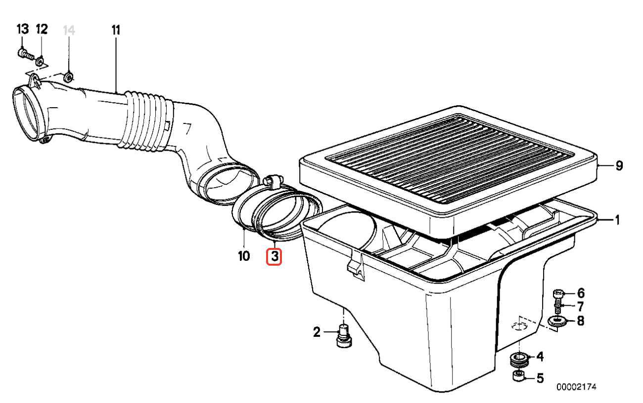 Airbox intake rubber gasket BMW K1 K75 K100 NEW 13721460754