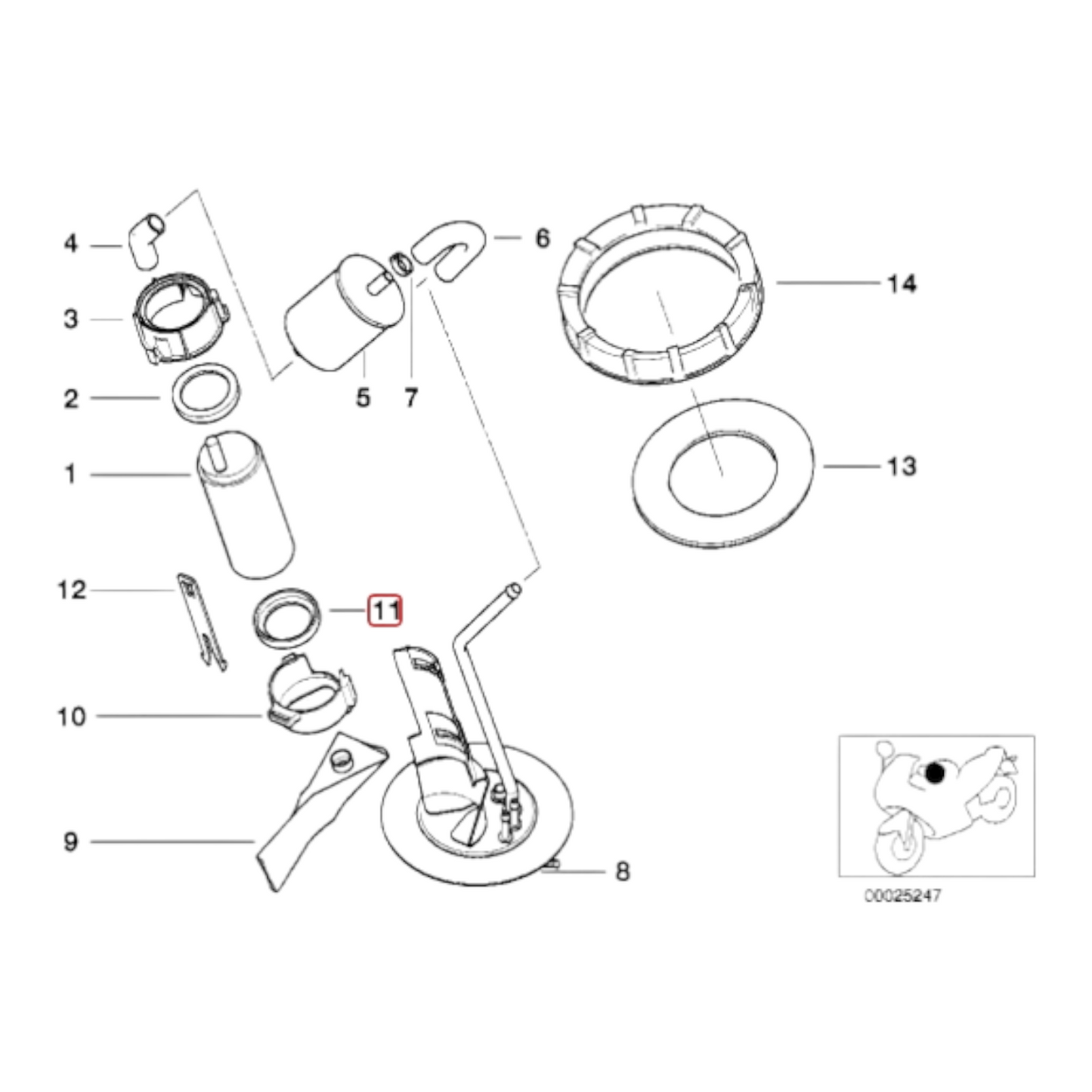 Fuel pump inlet damper 43MM NEW 16141341232