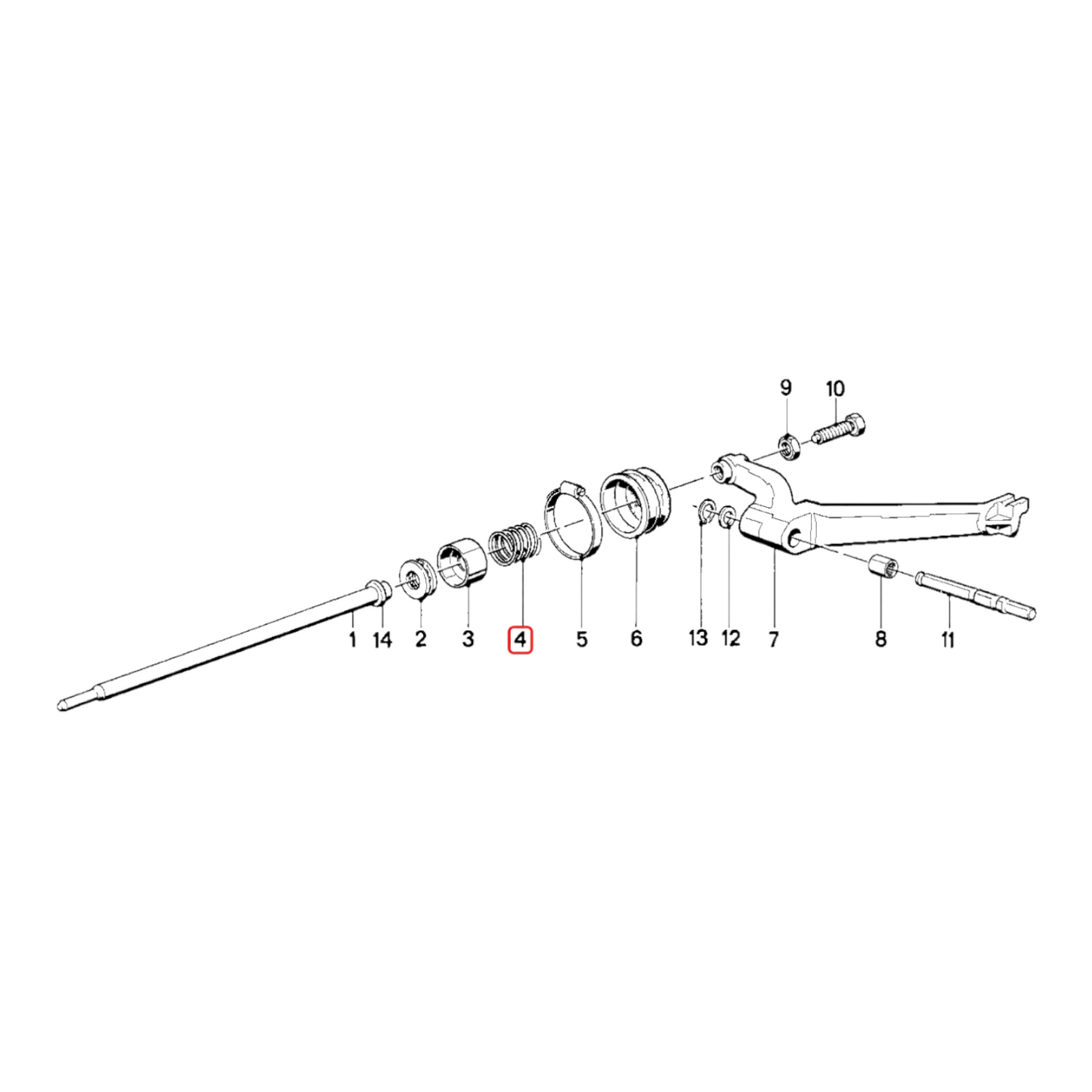 Clutch actuation arm return spring NEW 23131241849