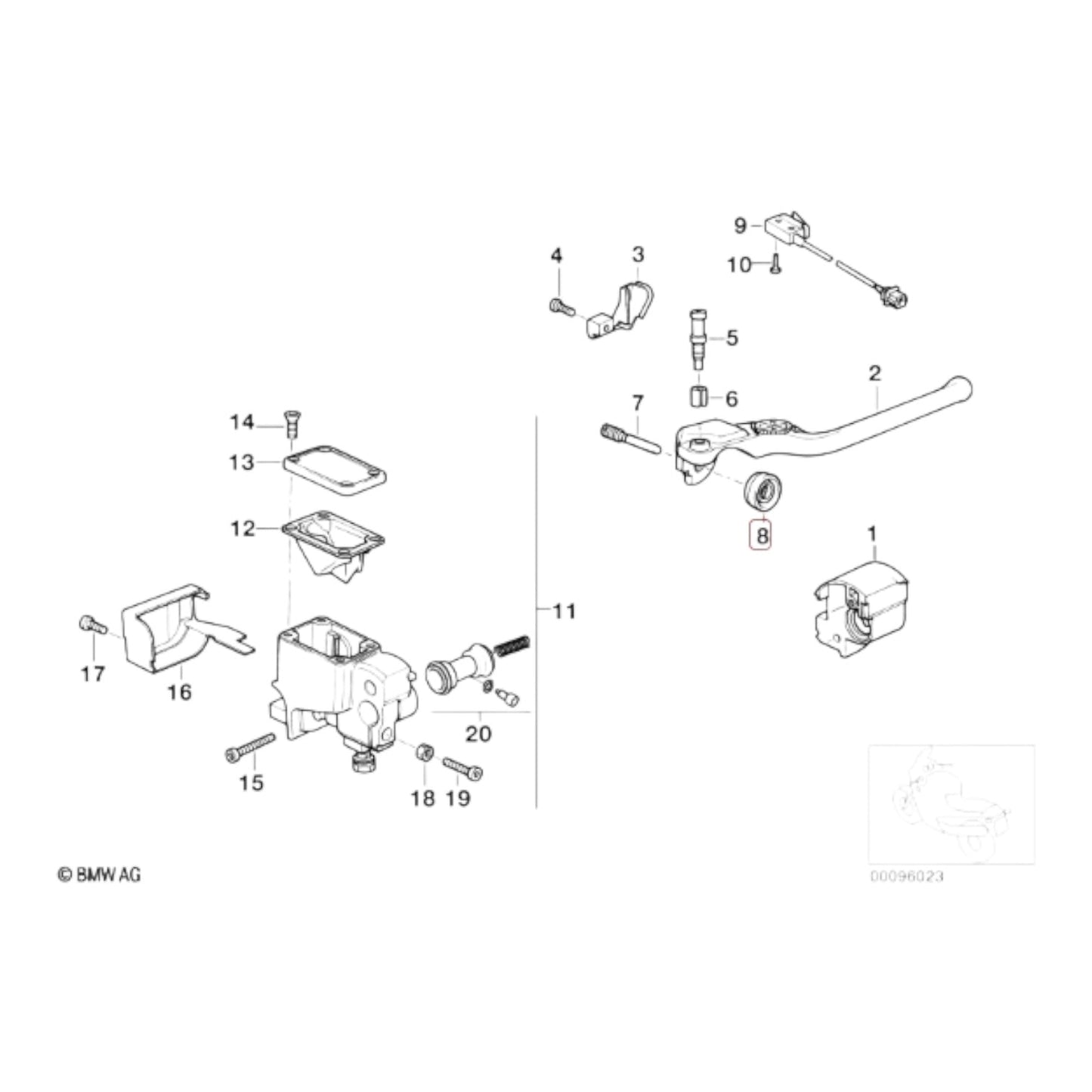 Front brake master cylinder gaiter BMW K1 K100 K1100 R850 R1100 NEW 32722310756