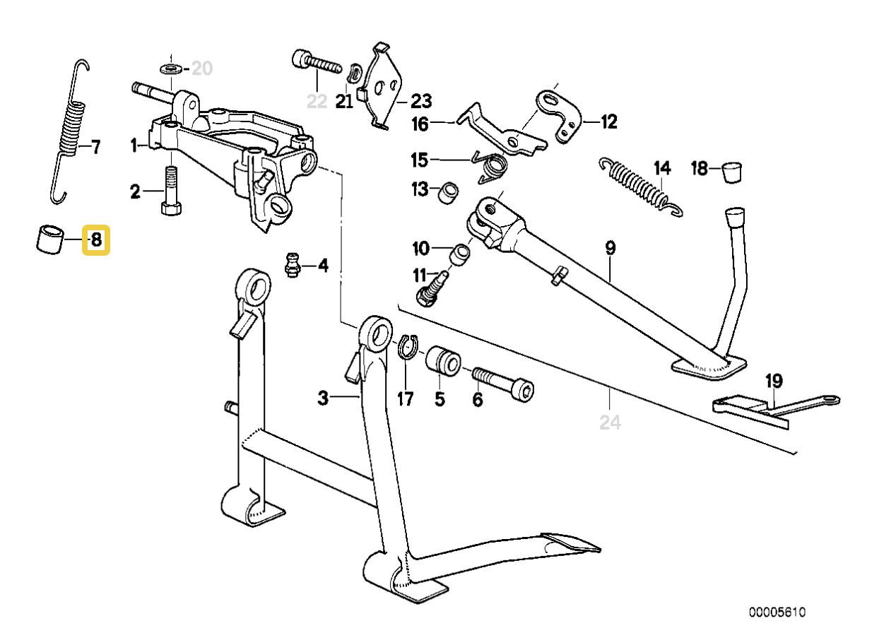 Centre stand spring bush BMW K75 K100 K1100 K1200 R50 R60 R75 R80 R90 R100 NEW 46521237786