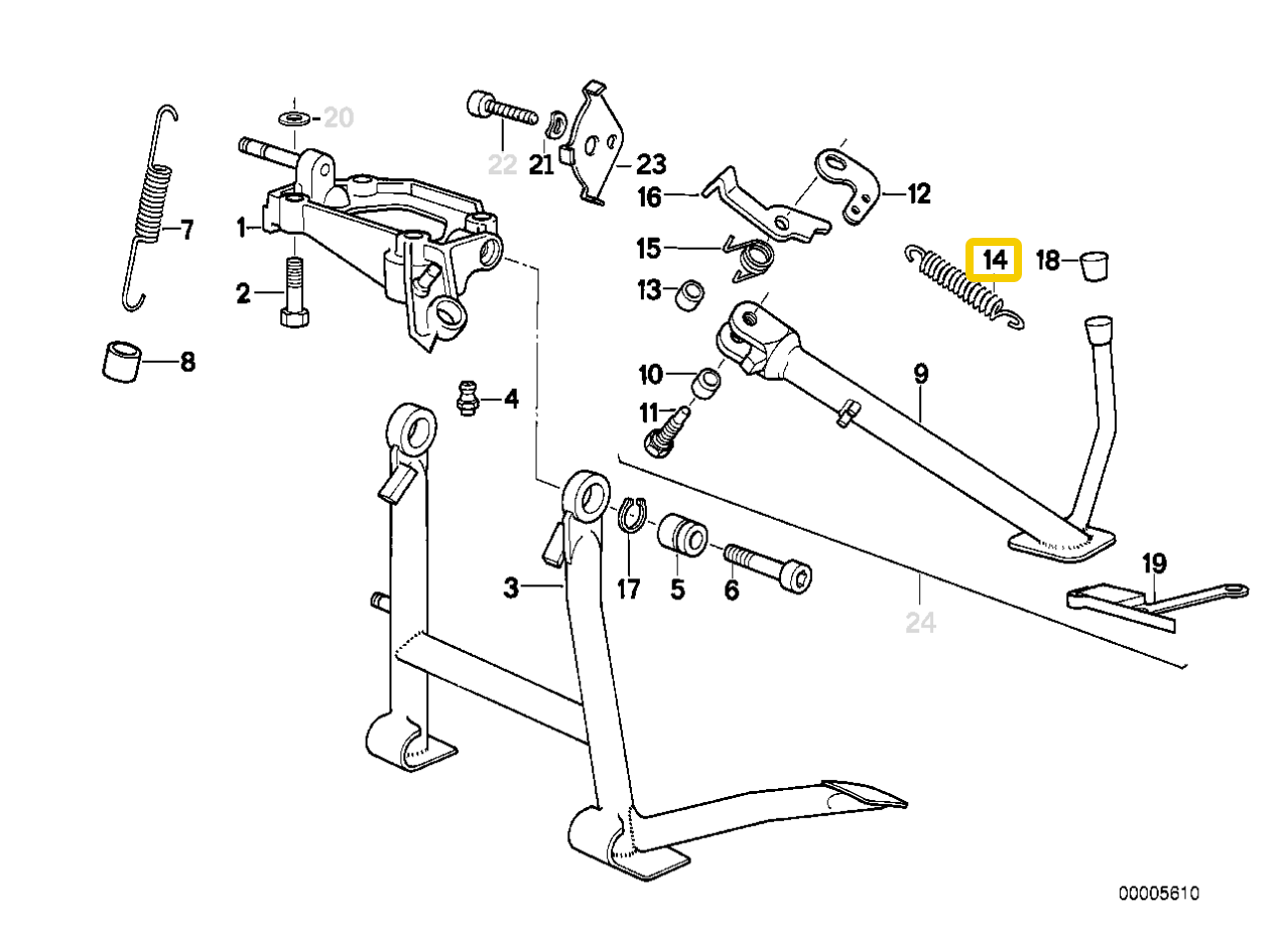 Side stand spring stainless steel NEW 46531450989