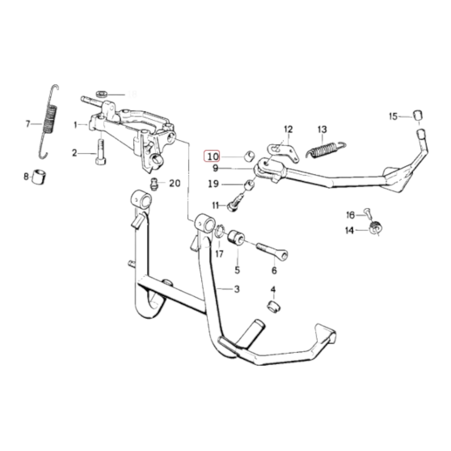 Side stand pivot bush BMW K1 K75 K100 K1100 NEW 46532310473