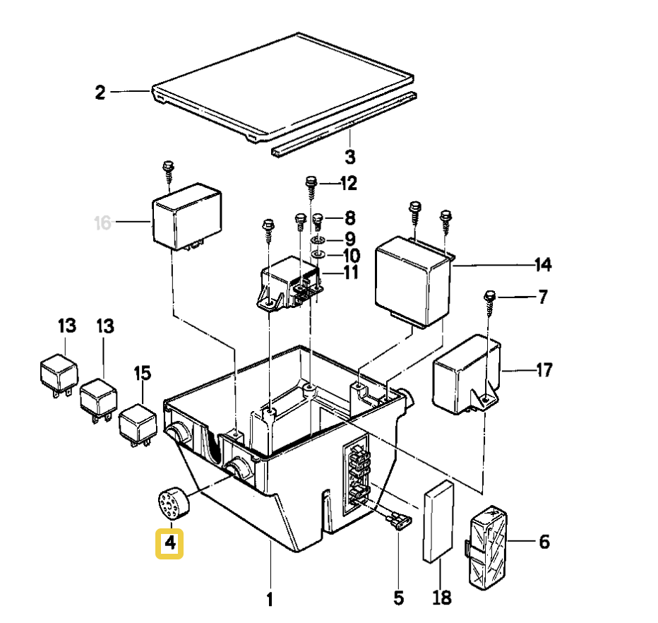 Relay box mount rubber NEW 51161459064