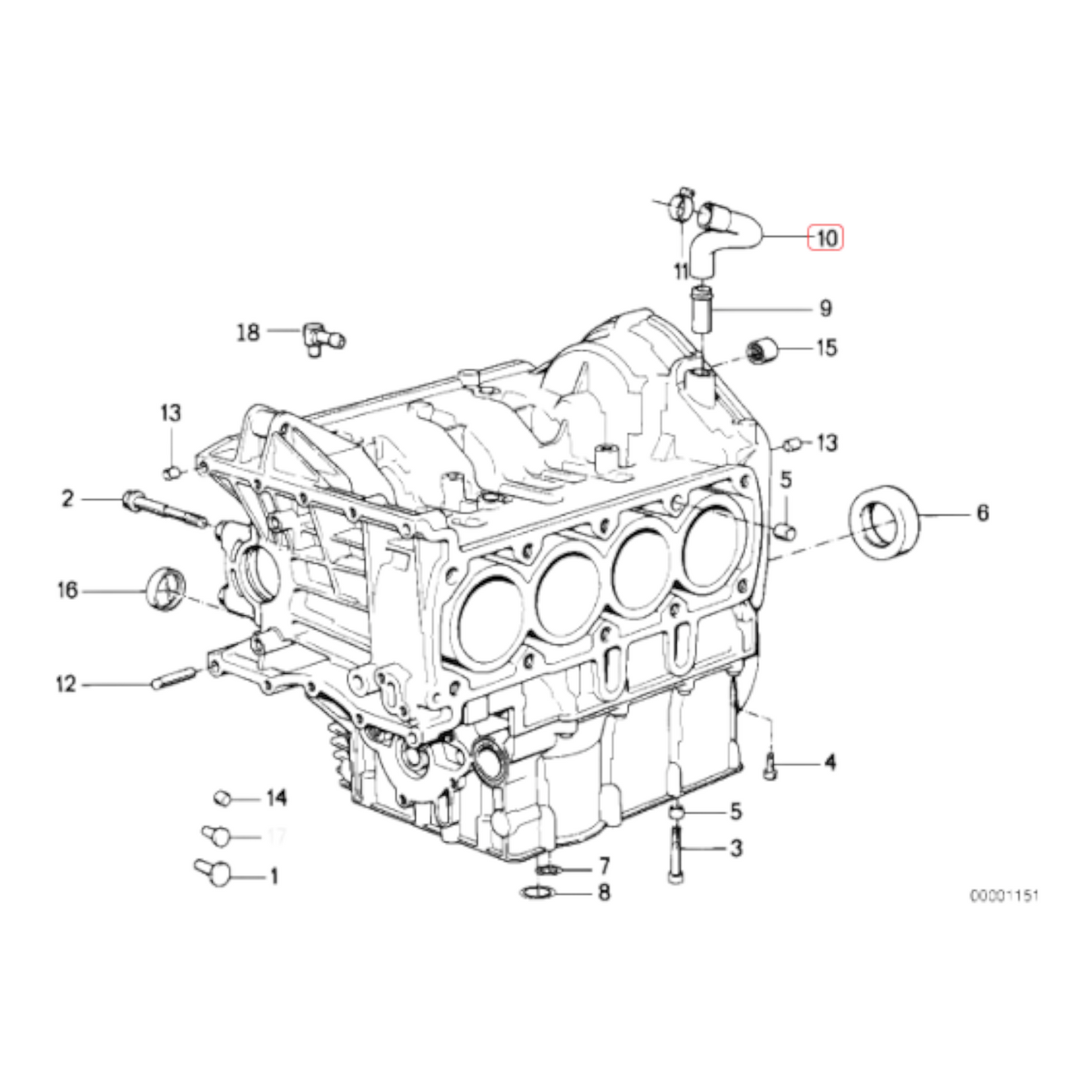 Crankcase breather hose BMW K1 K100-16V K1100 NEW 11151461835