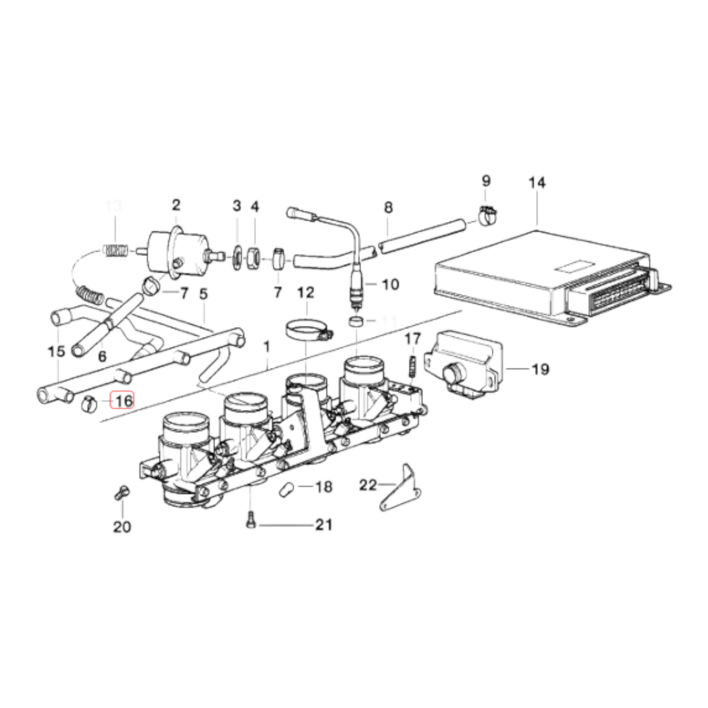 Ear clamp stainless steel 17.5 MM BMW K1100 NEW 16121180241