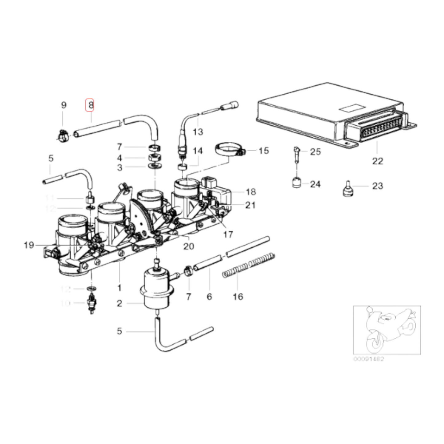 Formed fuel hose BMW K75 K100 NEW 13311461011