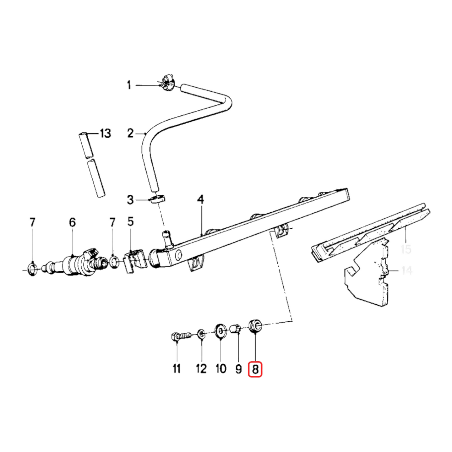 Fuel rail grommet BMW K1 K75 K100 K1100 K1200 NEW 13531460417