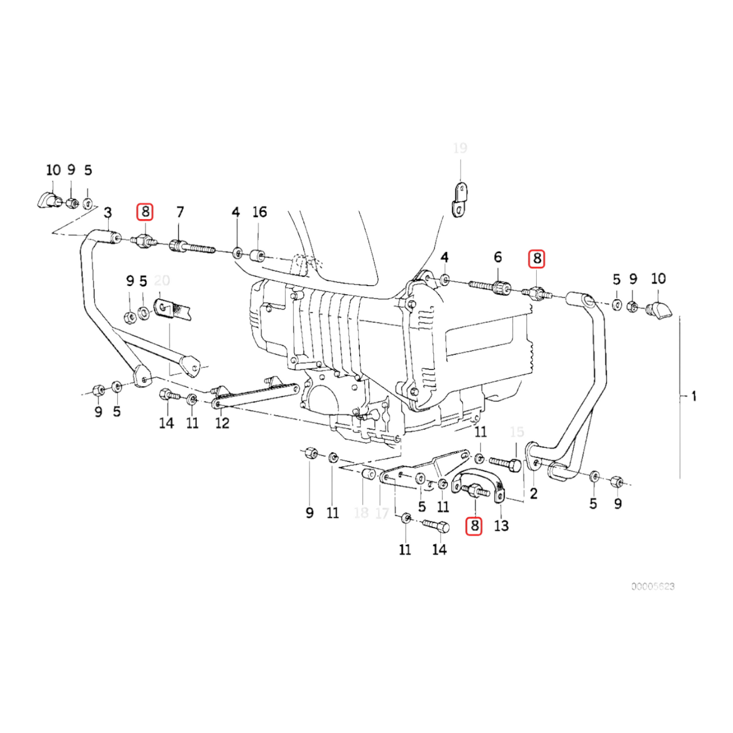 Crash bar rubber mount NEW 46712303070