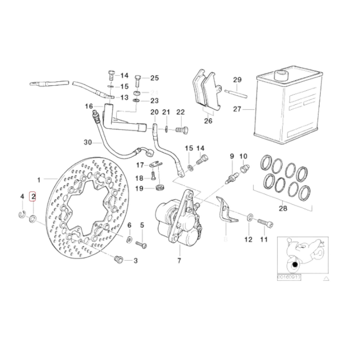 Brake bobbin washer BMW K1 K100-16V K1100 R850 R1100 NEW 34112310088