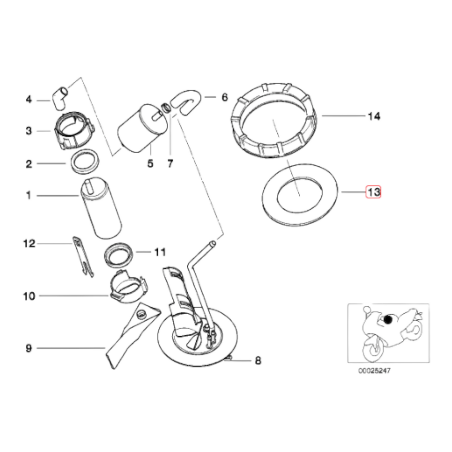 Fuel pump access gasket BMW K1200 NEW 16142347285