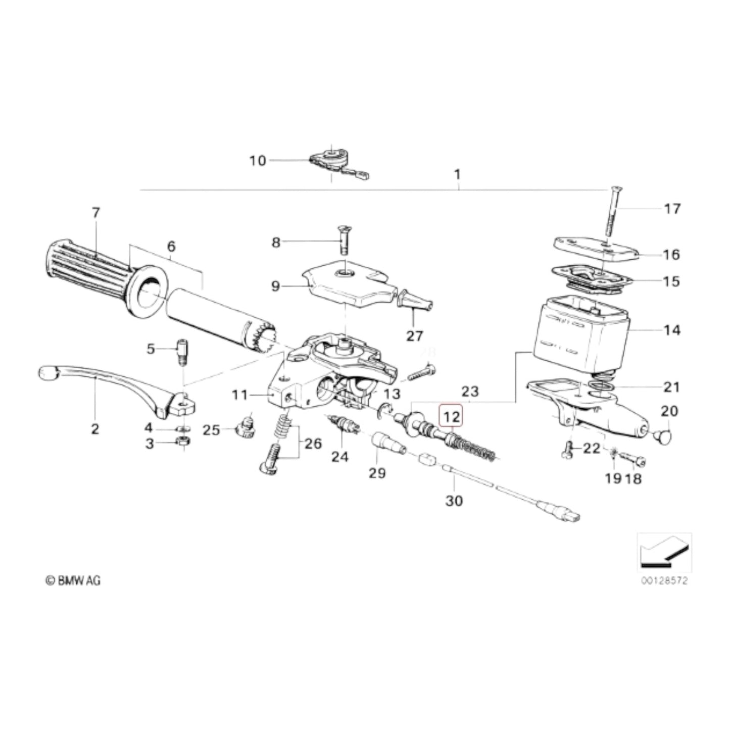 Front brake master cylinder repair kit 12MM NEW BMW R65 R80 32722302371