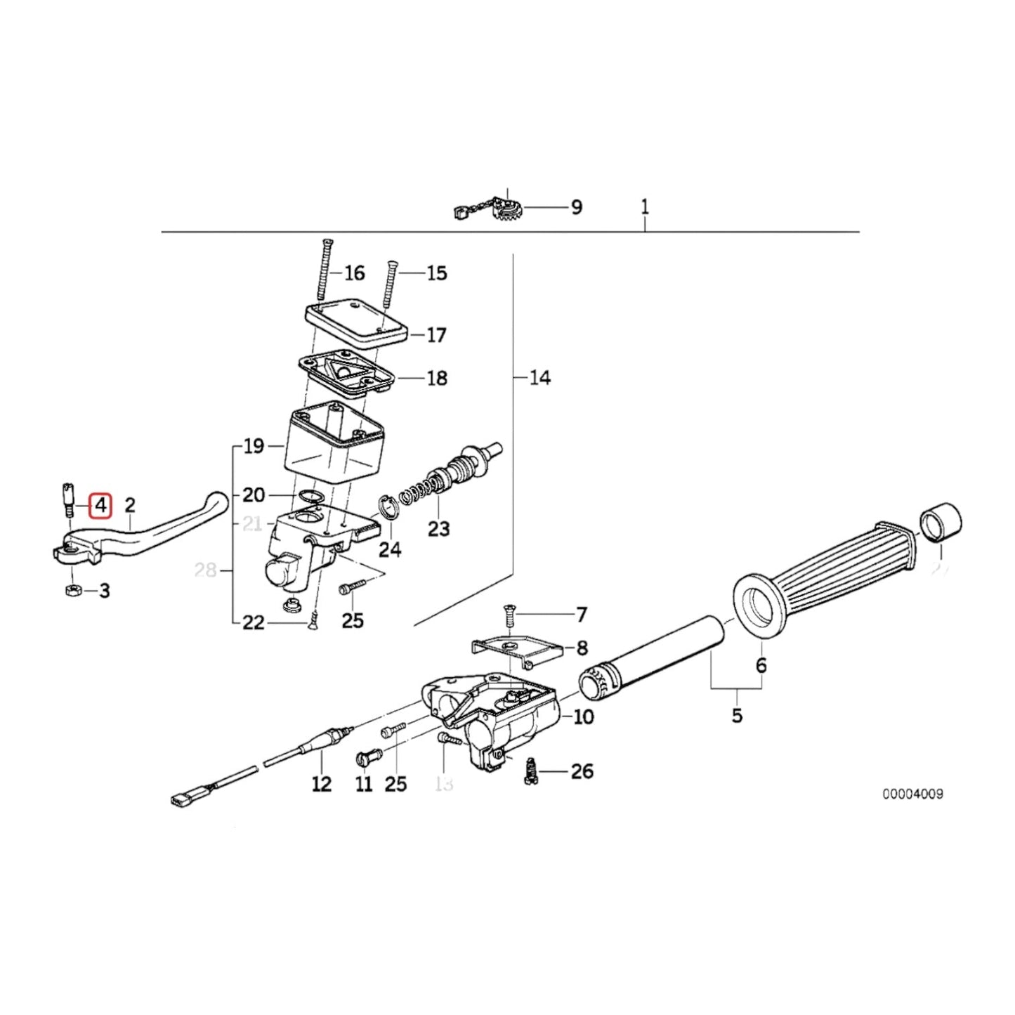 Clutch / brake lever pivot bolt BMW K1 K75 K100 K1100 R80 R100 R850 R1100 NEW 32721451749