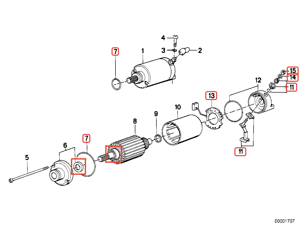 Repair kit starter motor K1 K75 K100 K1100 K1200