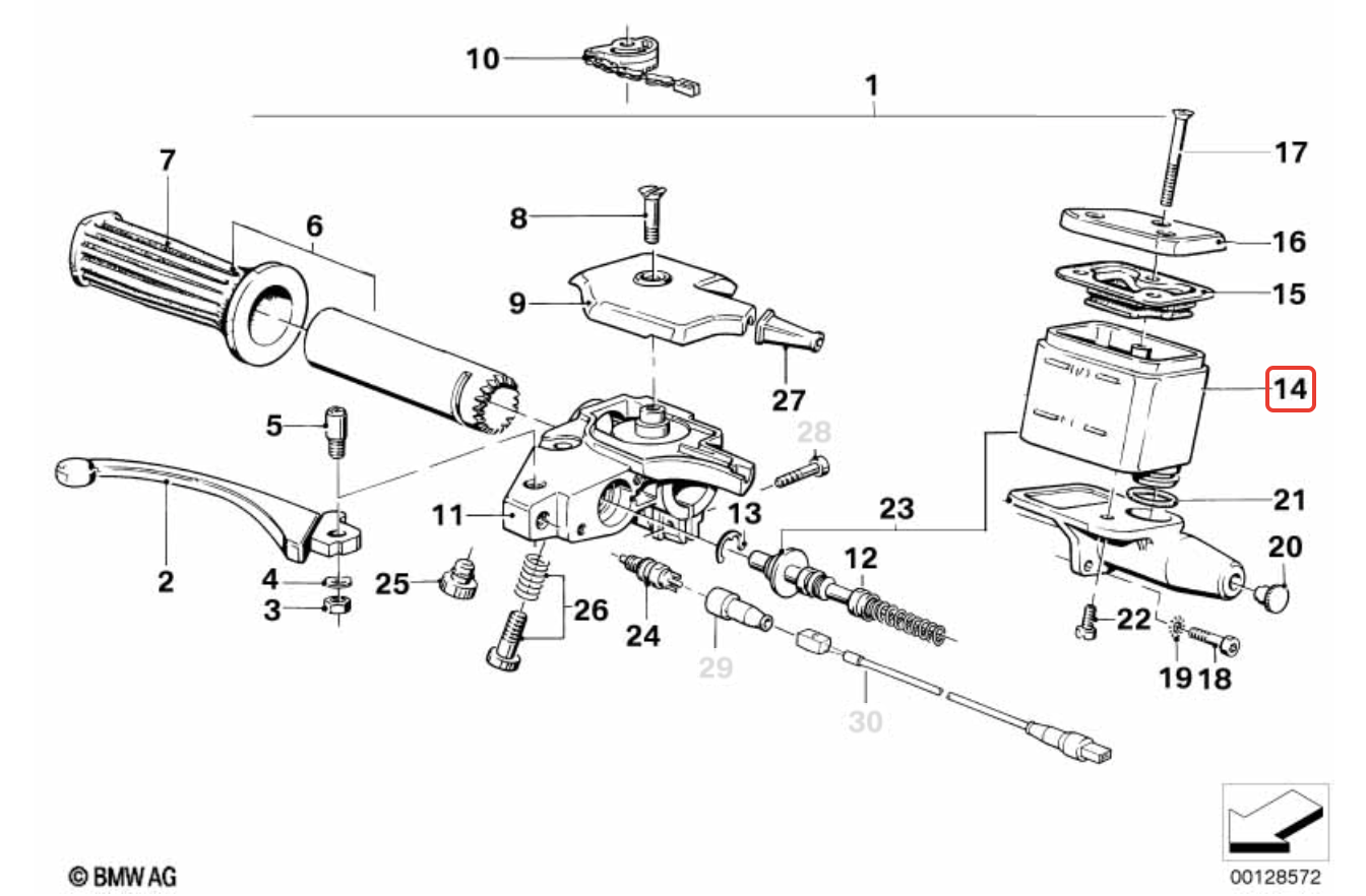 Front brake fluid reservoir NEW BMW R45 R65 R80 R100 32721242623