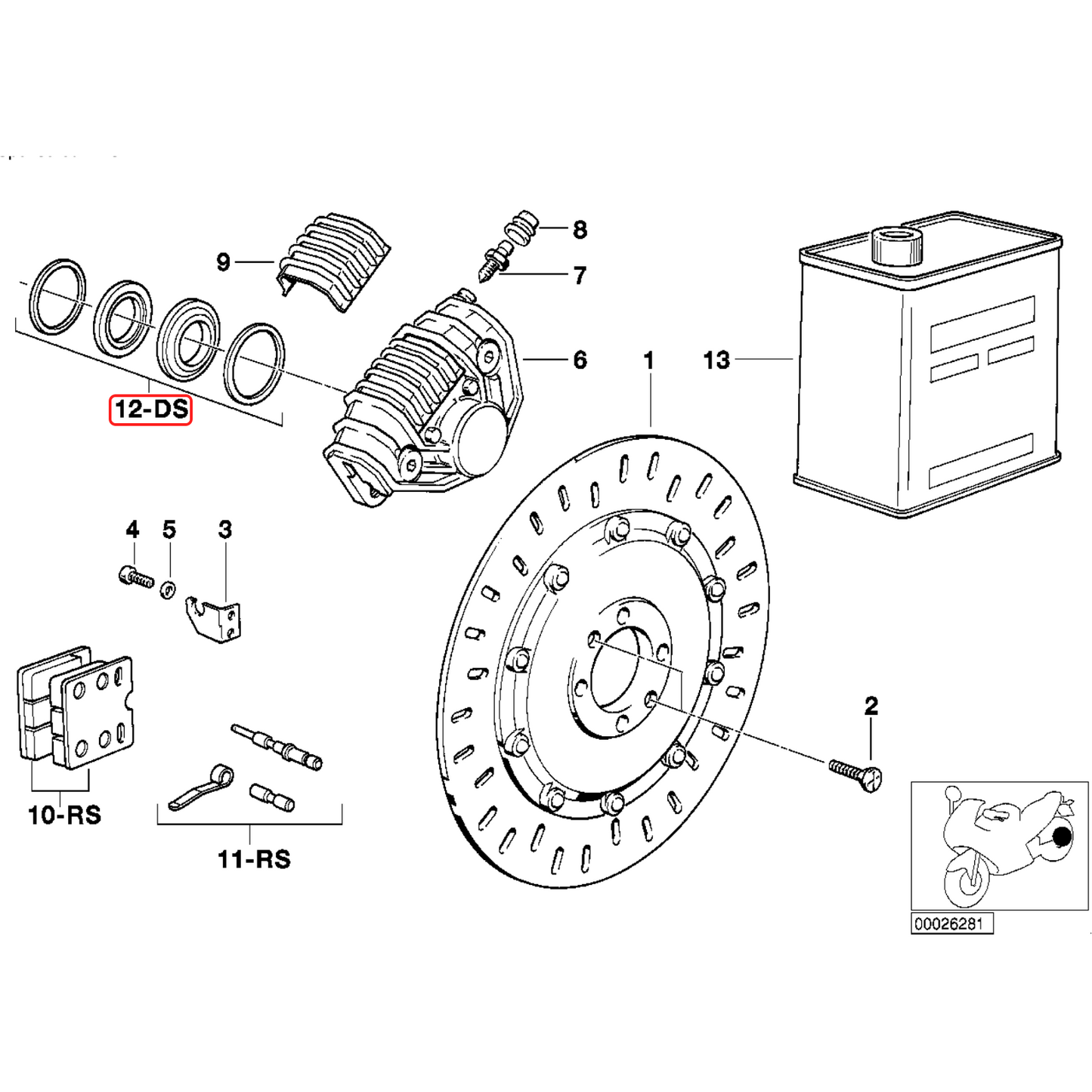 Brake caliper repair kit BMW K1 K75 K100 K1100 K1200 R65 R80 R100 R1100 NEW 34112310493