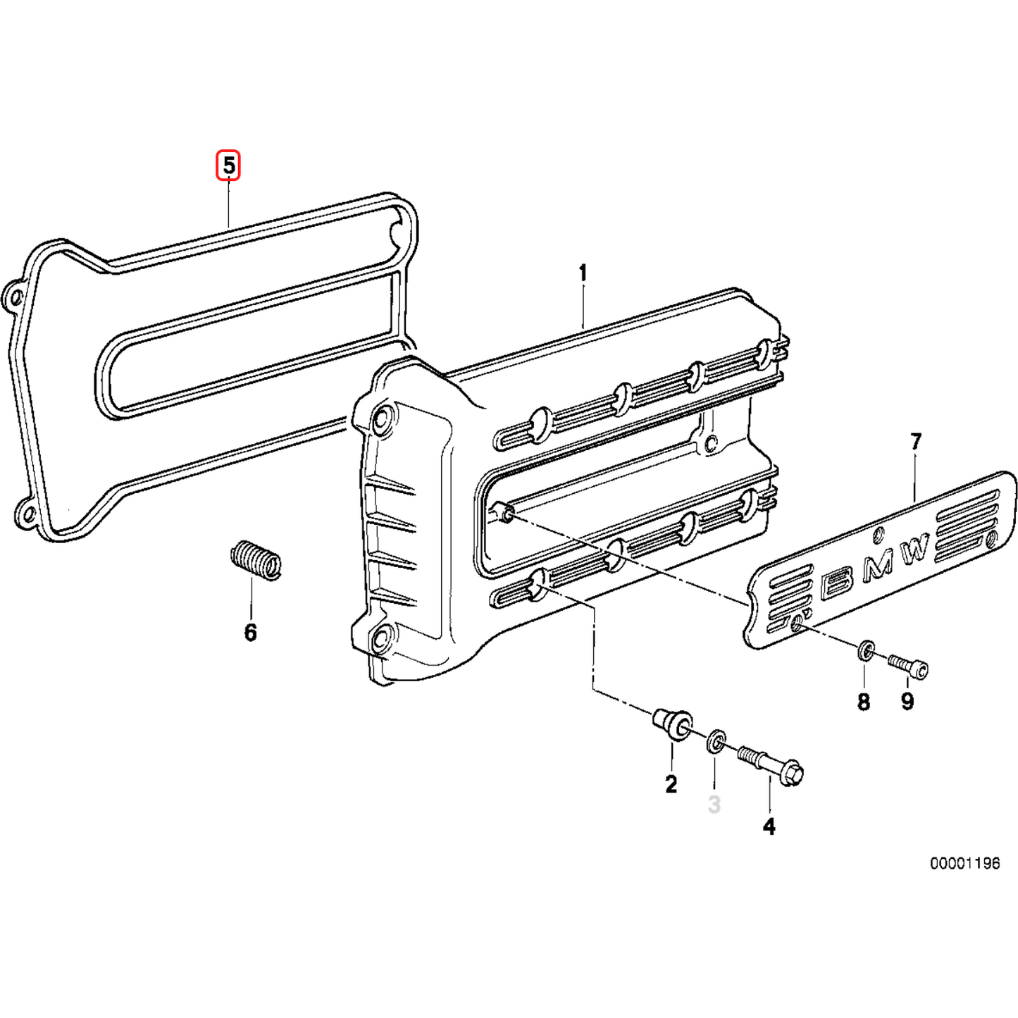 Gasket cylinder head cover NEW 11121461396