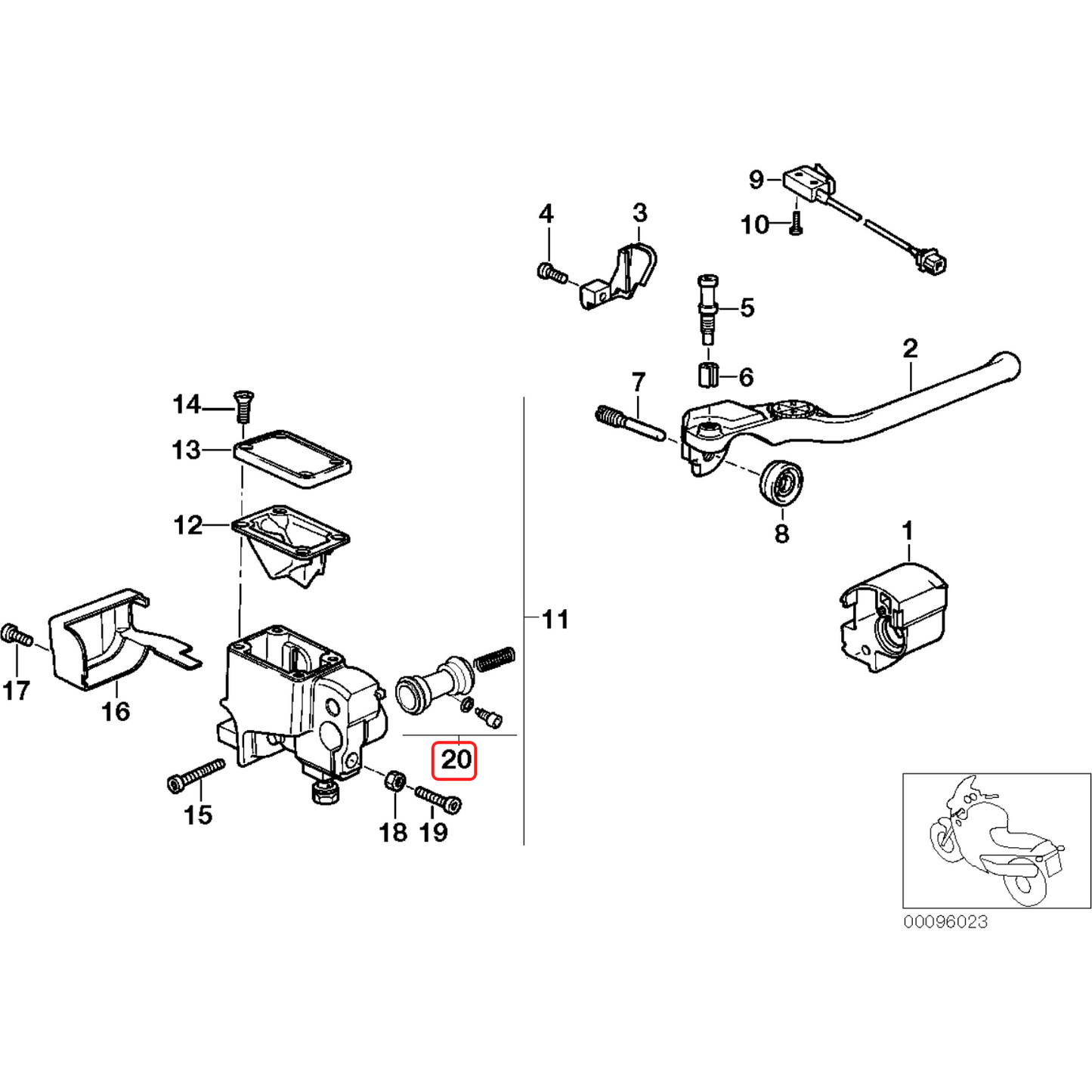 Repair kit brake master cilinder BMW K1 K100-16V K1100 R850 R1100 20MM NEW 32722332037