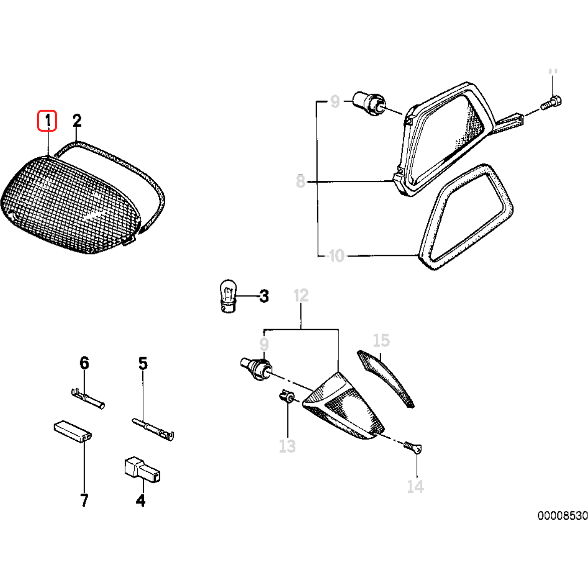Indicator lens right BMW K100 K1100 RS NEW 46631453002