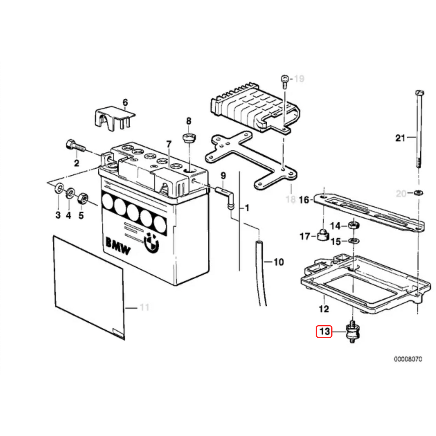 Silent block battery tray NEW 61211233028
