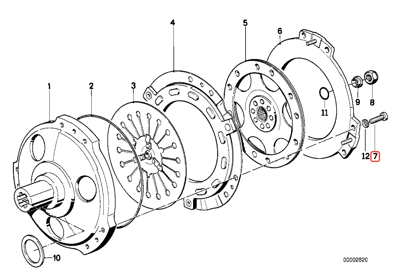 Clutch bolt BMW K1 K75 K100 K1100 K1200 NEW 21211454417