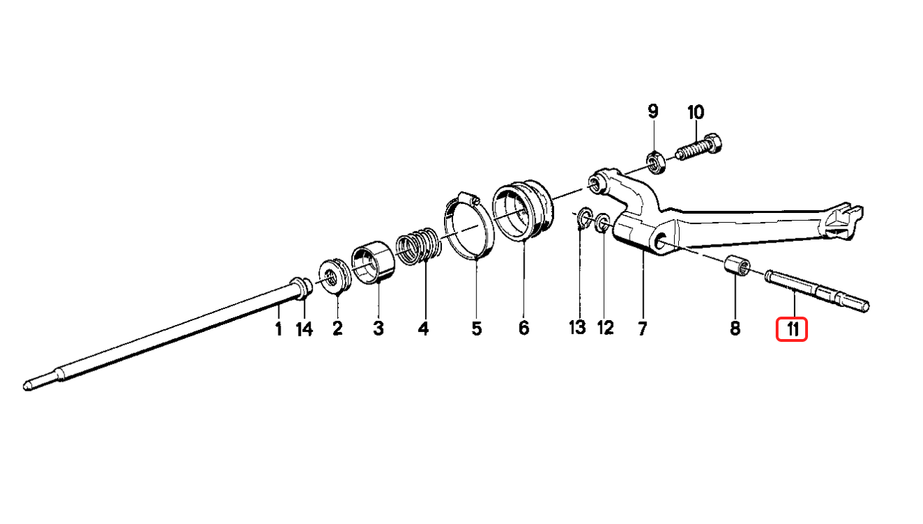 Clutch actuation arm pivot pin NEW 23131451124