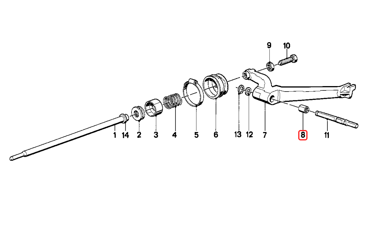 Clutch actuation arm pivot pin needle bearing BMW K1 K75 K100 K1100 NEW 23131451147