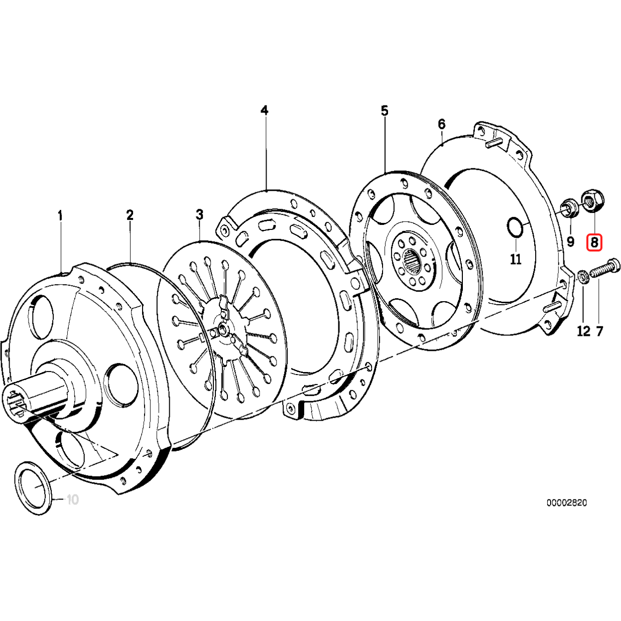 Clutch hex nut NEW 11211460673