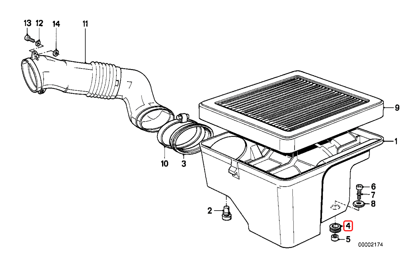 Rubber grommet air filter box NEW 13721460448