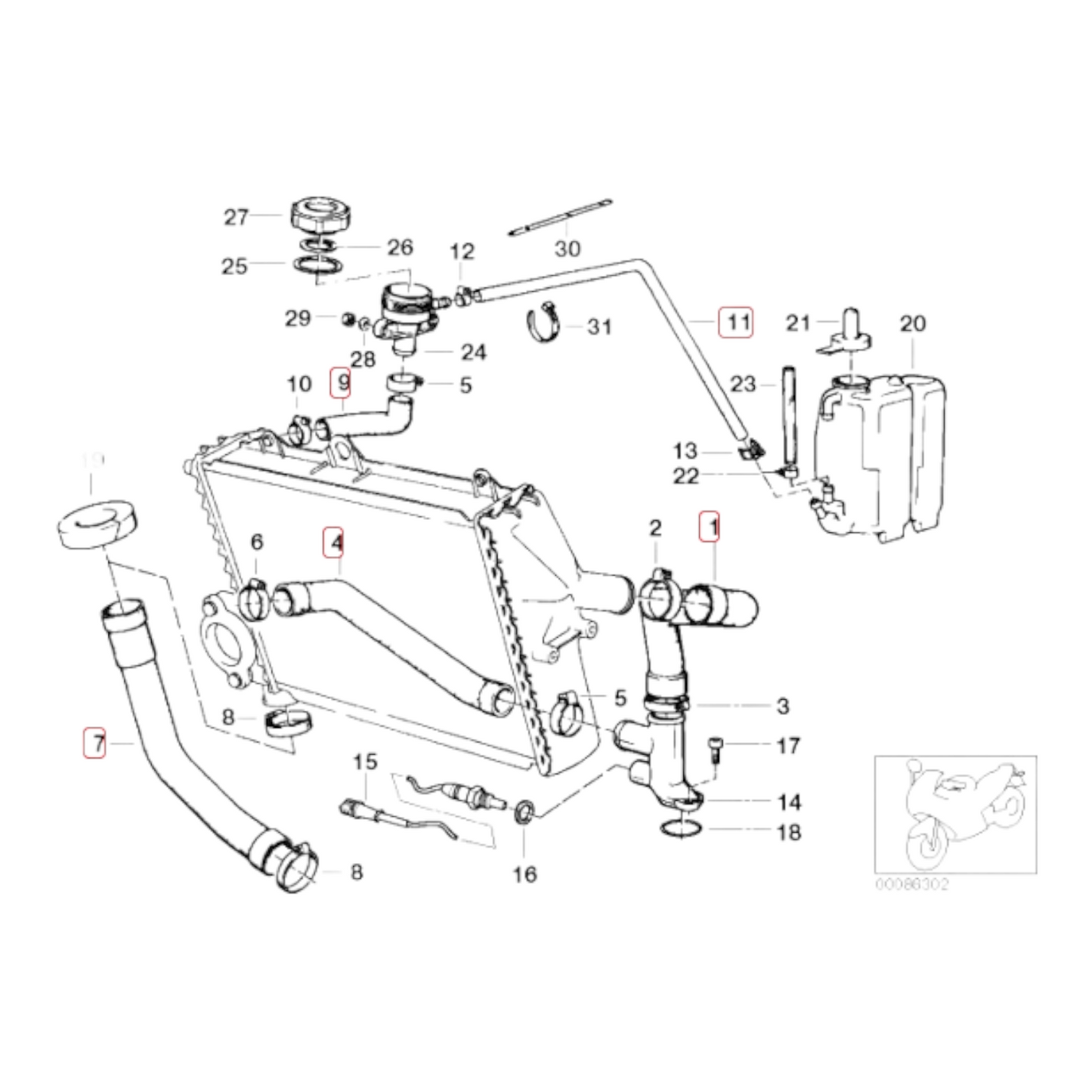silicone coolant hoses BMW K75 S/C/Basic NEW