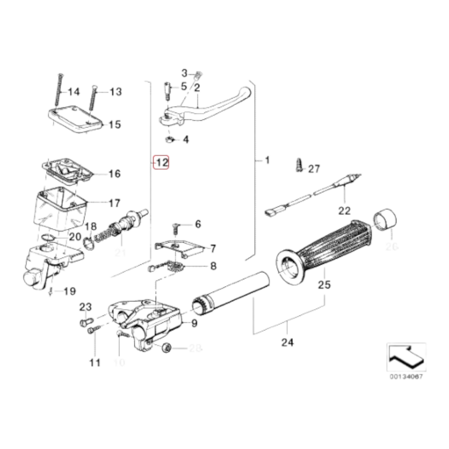 Front brake master cylinder K75 / K100-8V NEW 32722310786