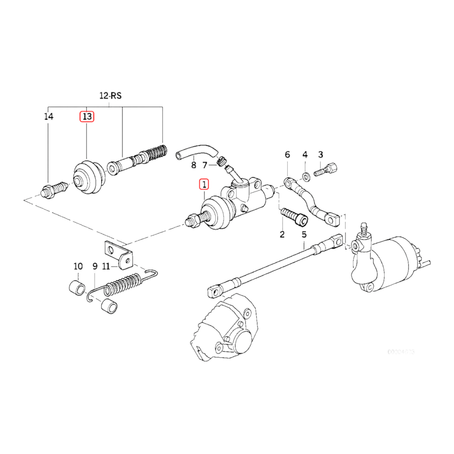 Rear brake master cylinder BMW K1 K75 K100 K1100 NEW 12MM 34311458142