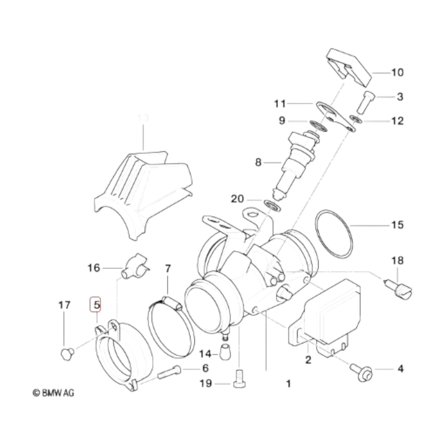 Intake manifold right BMW R850 R1100 R1150 R1200 NEW 11611340770