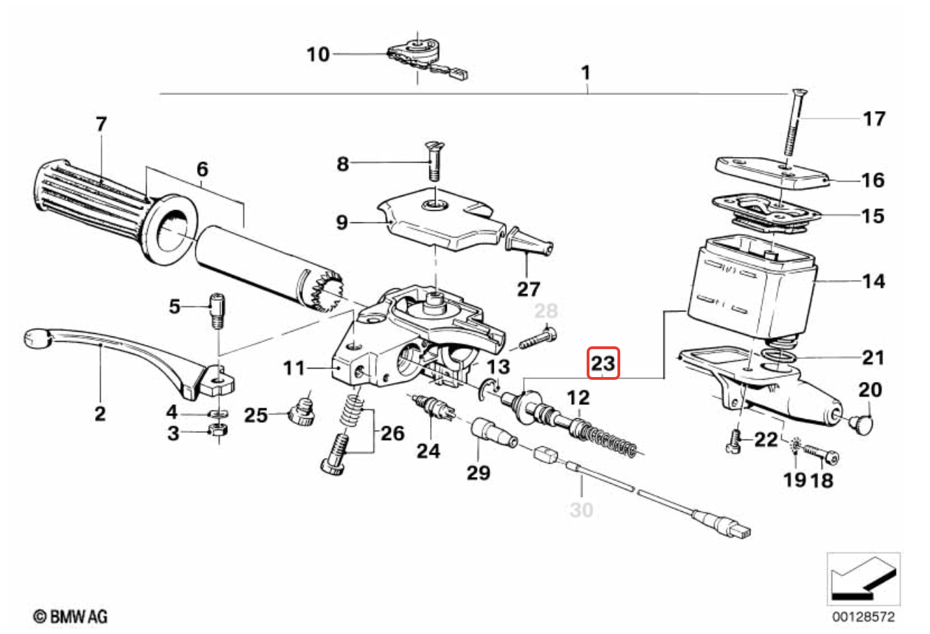 Front brake master cylinder 15MM BMW R60 R65 R80 R100 NEW 32722302370