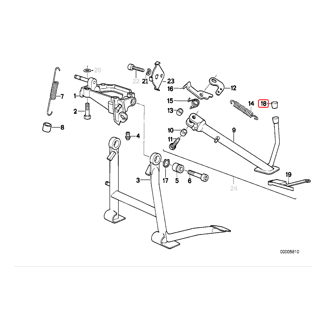 Rubbercap side stand / jiffy NEW OEM K1 K75 K100 K1100 46532312966