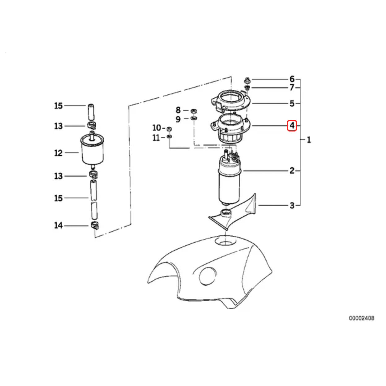 Fuel pump vibration damper NEW 16121464694